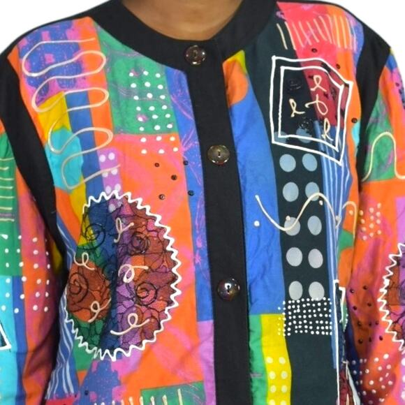 Gene Ewing Bis Jacket Puffy Paint Lace Avant Garde Wearable Art Vintage Medium - Picture 4 of 14